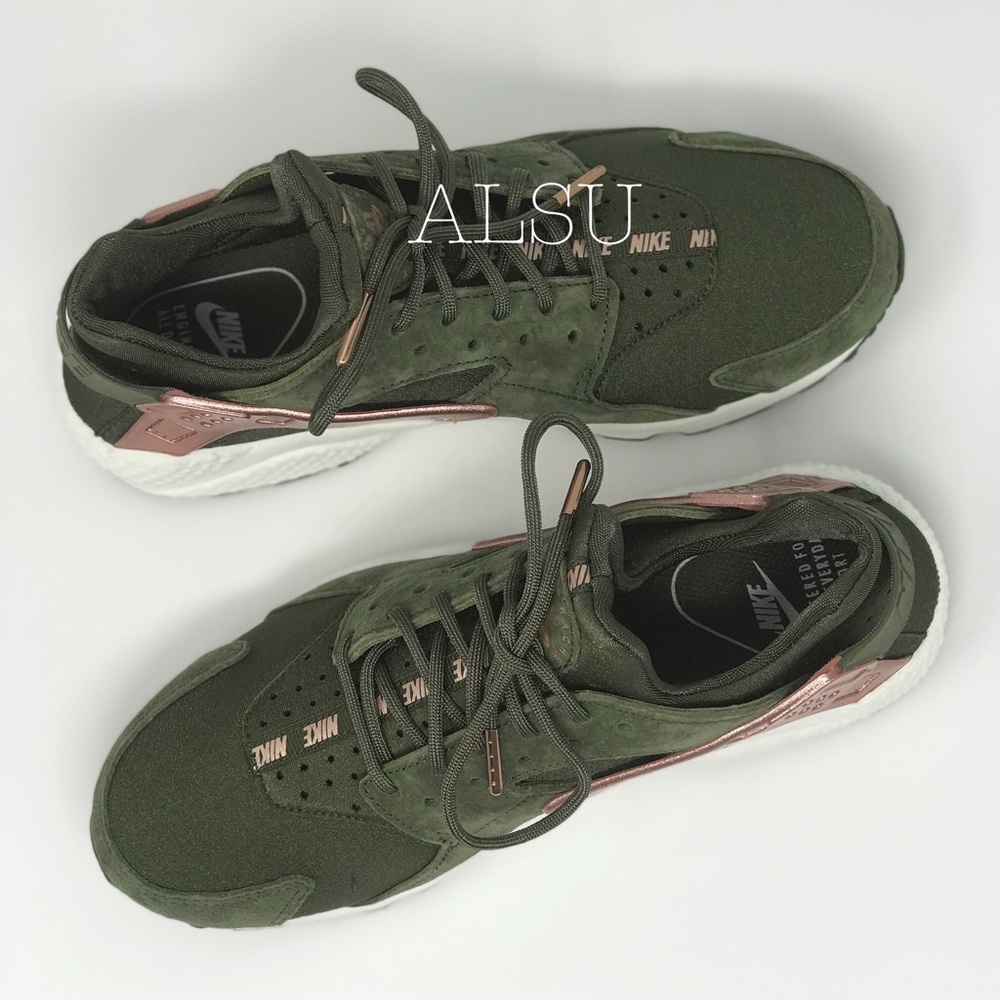 Nike Air Huarache Run Suede Olive Canvas Rose W - Picture 3 of 8